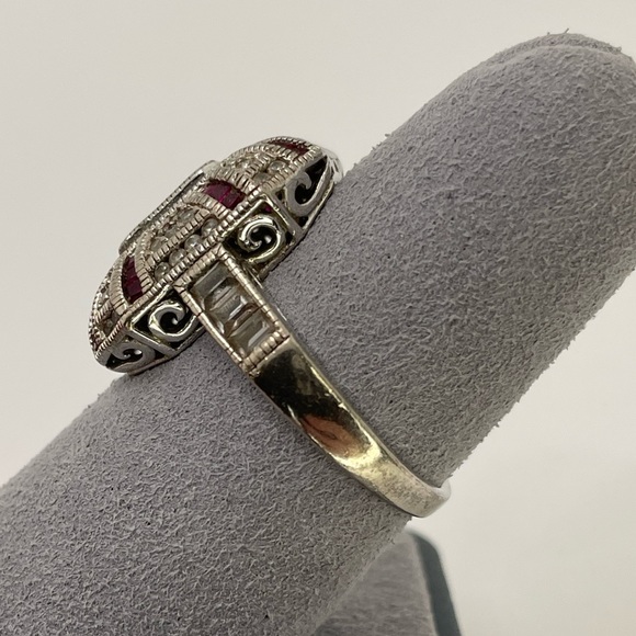 Prime Art & Jewel Art Deco Pink/Red Cubic Zirconia Ring Size 9 - Picture 3 of 12